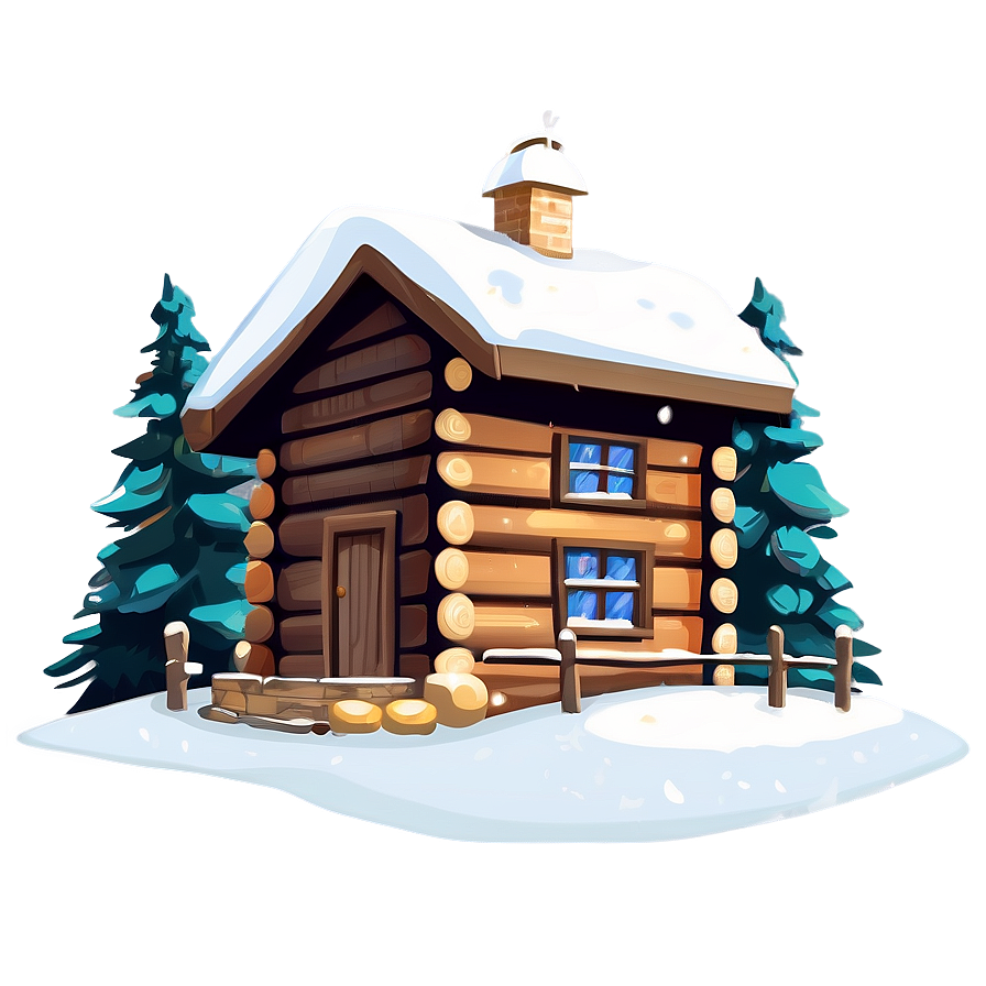 Cozy Winter Cabin Illustration Png Jpi5