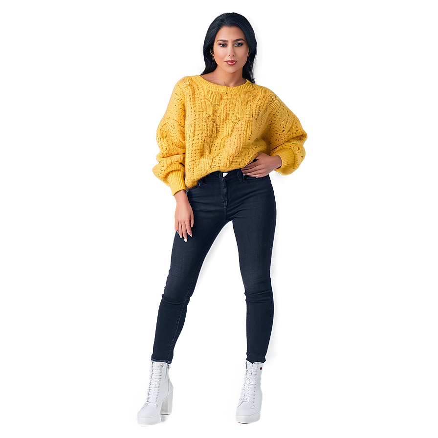 Cozy Yellow Knit Sweater Png Gbl15