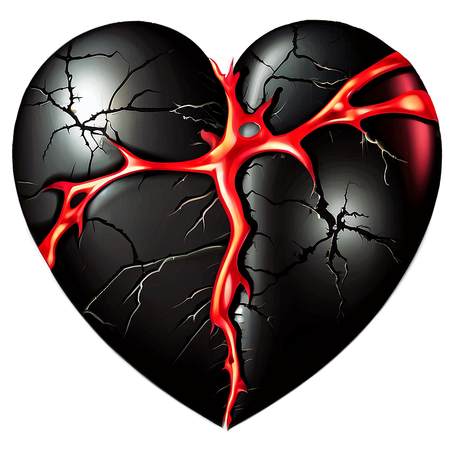 Cracked Black Heart Illustration Png 06252024