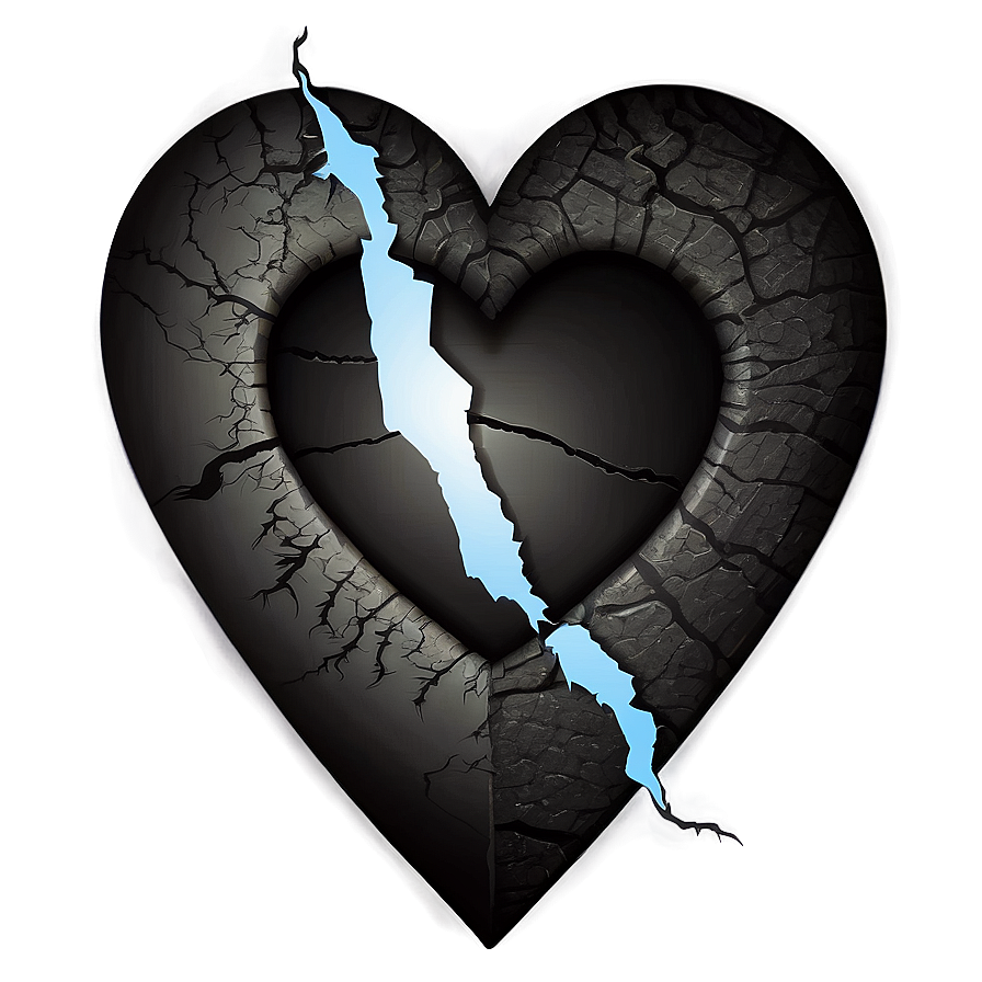 Cracked Black Heart Illustration Png 06252024