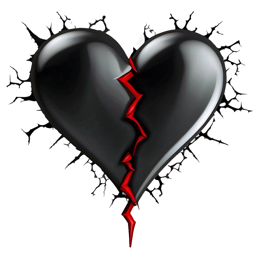 Cracked Black Heart Illustration Png 92