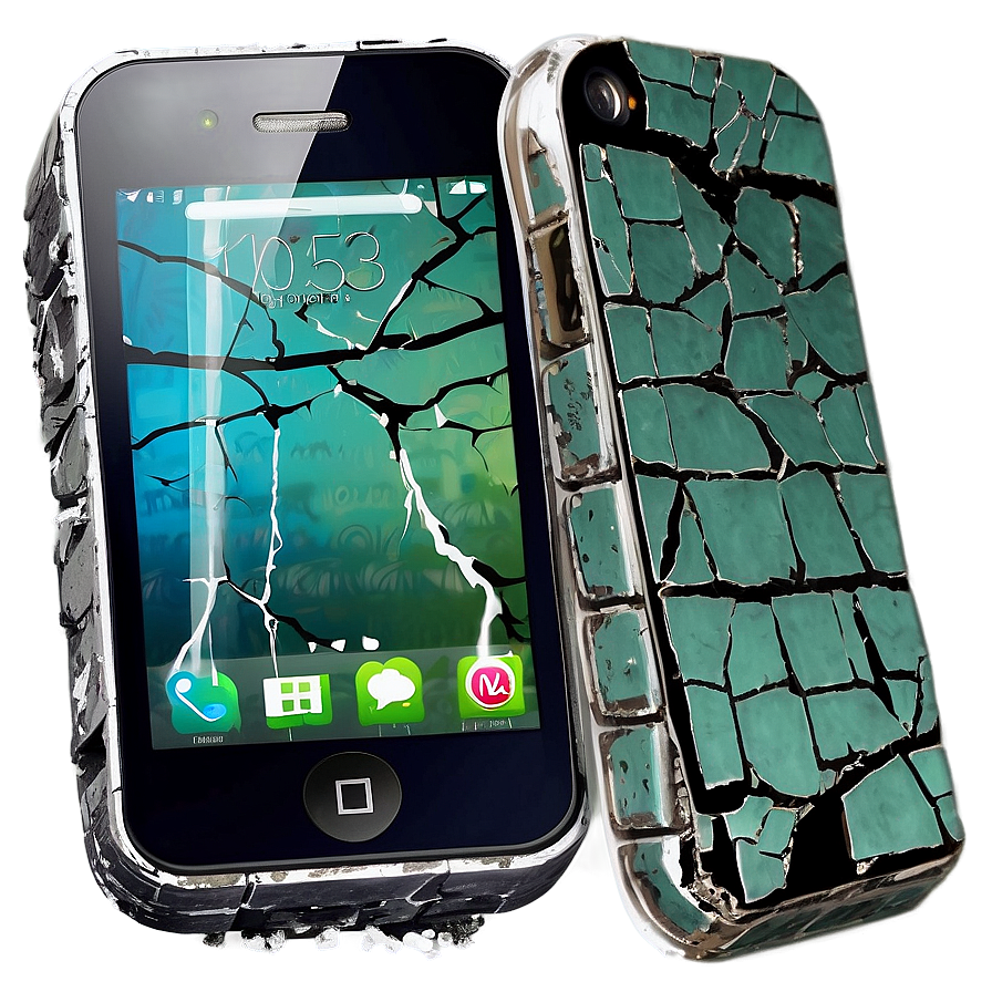 Cracked Phone Display Art Png 91