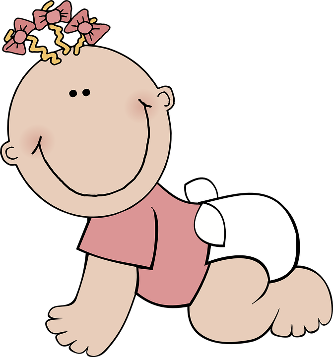 Crawling Cartoon Babywith Bow