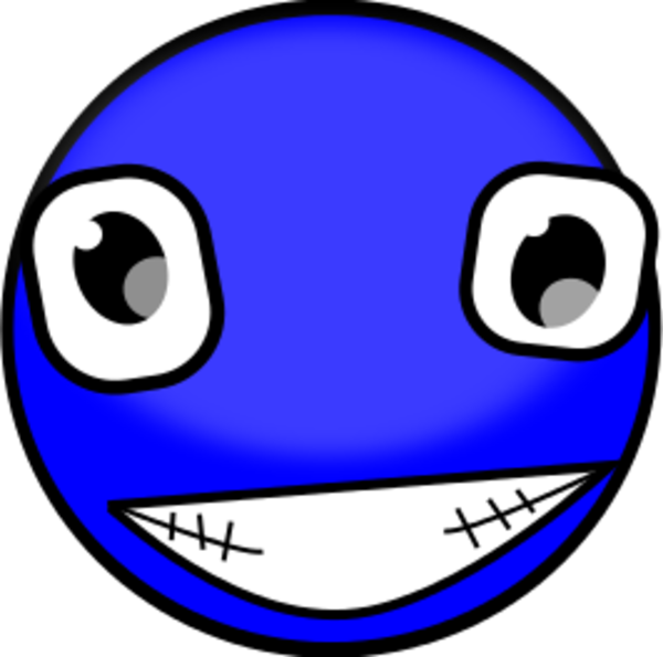 Creepy Blue Cartoon Face