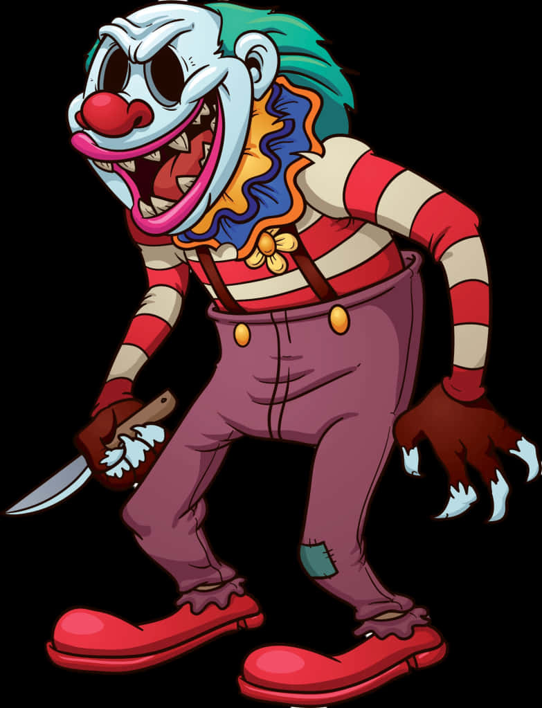 Creepy Cartoon Clownwith Knife