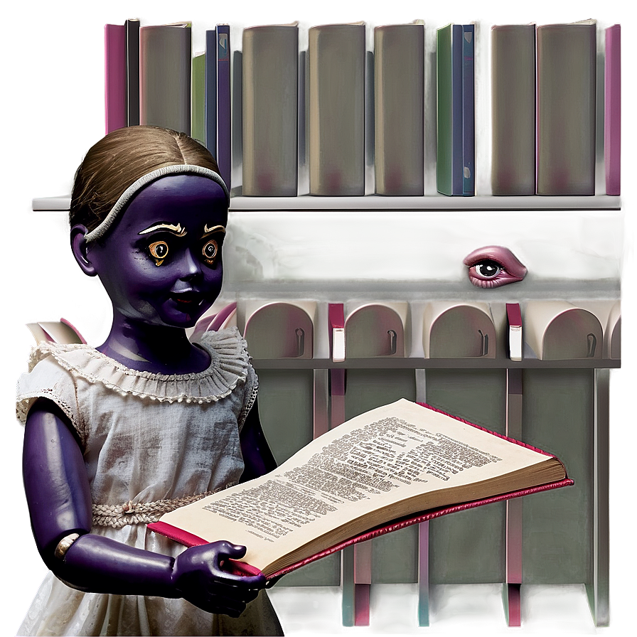 Creepy Doll With Book Png 06252024