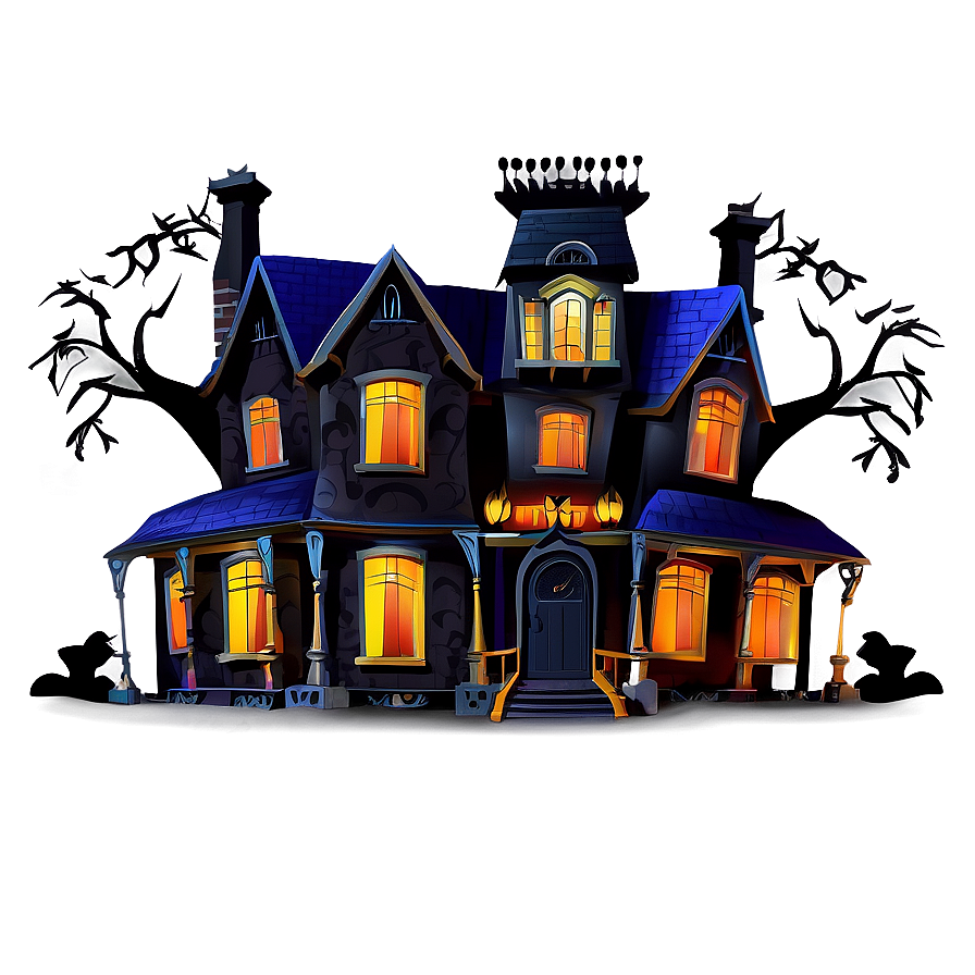 Creepy Halloween Cartoon Mansion Png 06252024