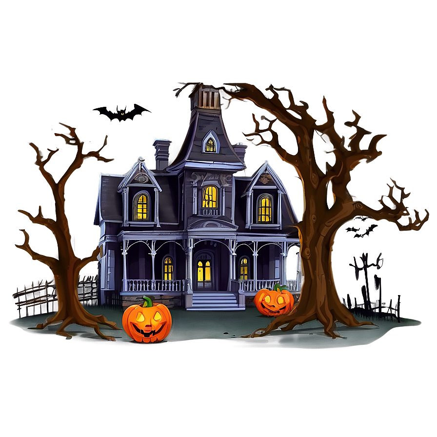 Creepy Halloween Cartoon Mansion Png Urw