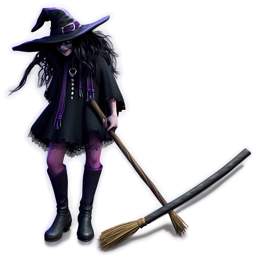 Creepy Witch Broom Png 06202024