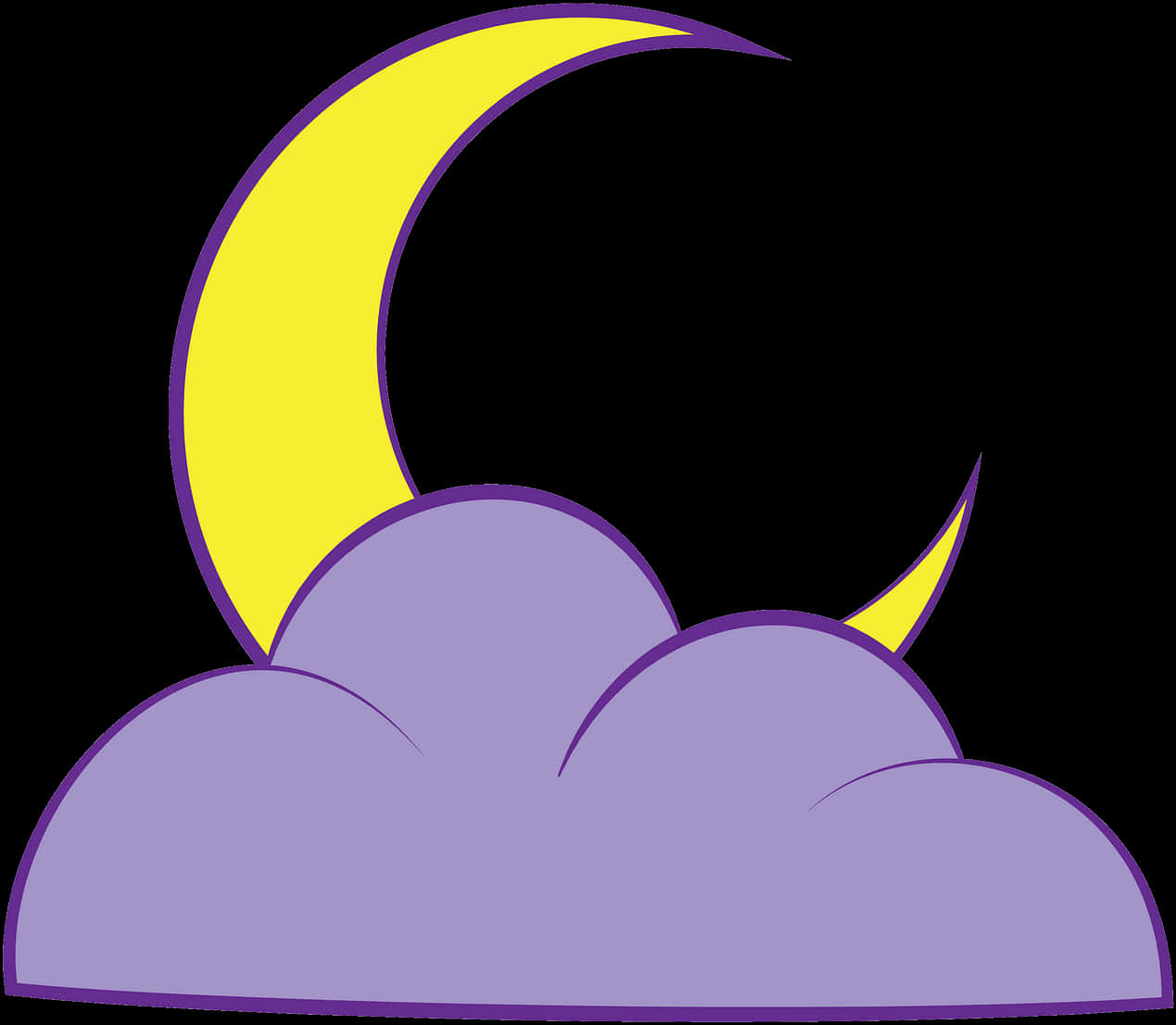 Crescent Moonand Clouds Vector