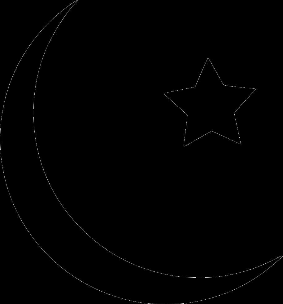 Crescent Moonand Star Outline