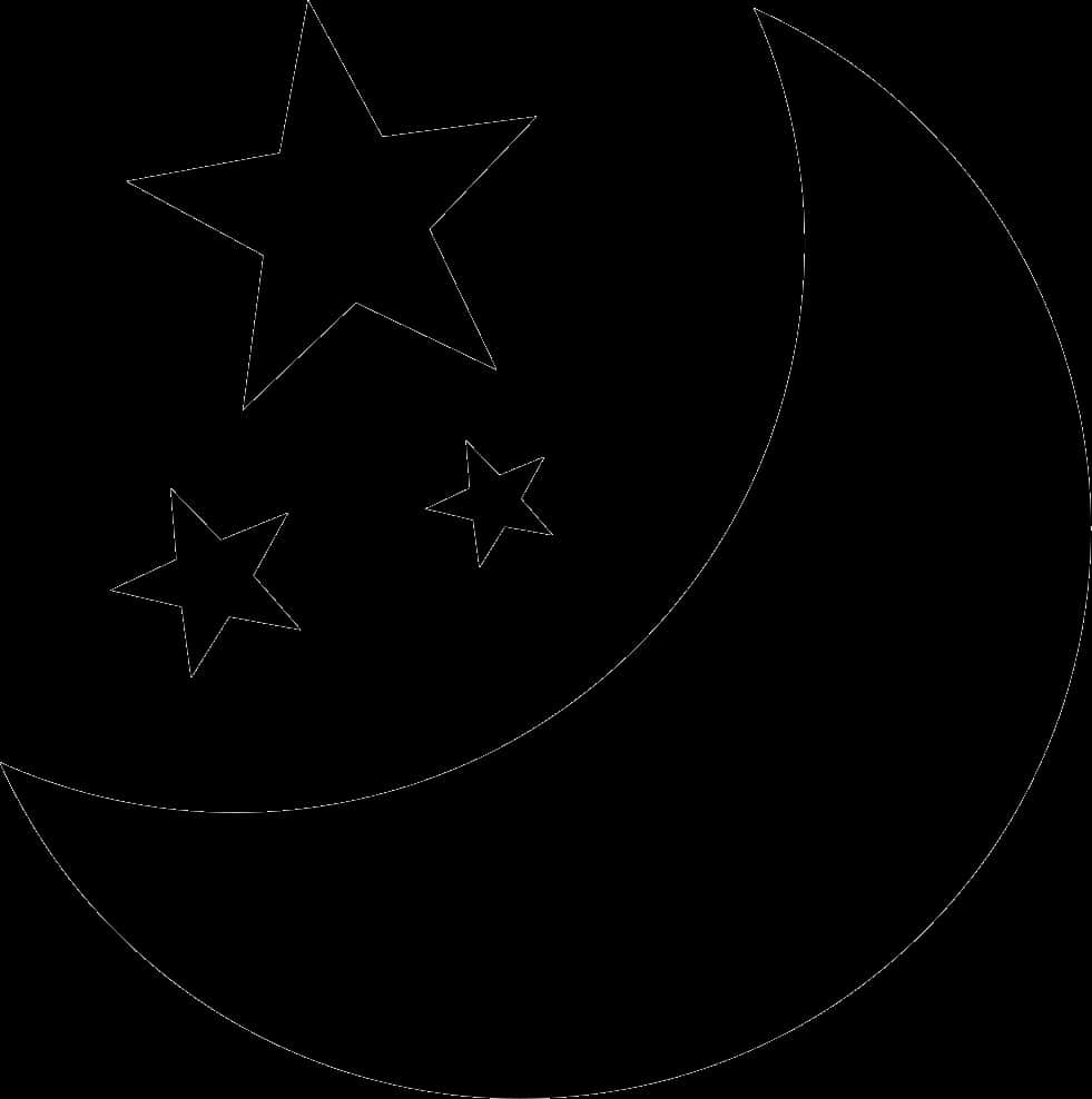 Crescent Moonand Stars Outline