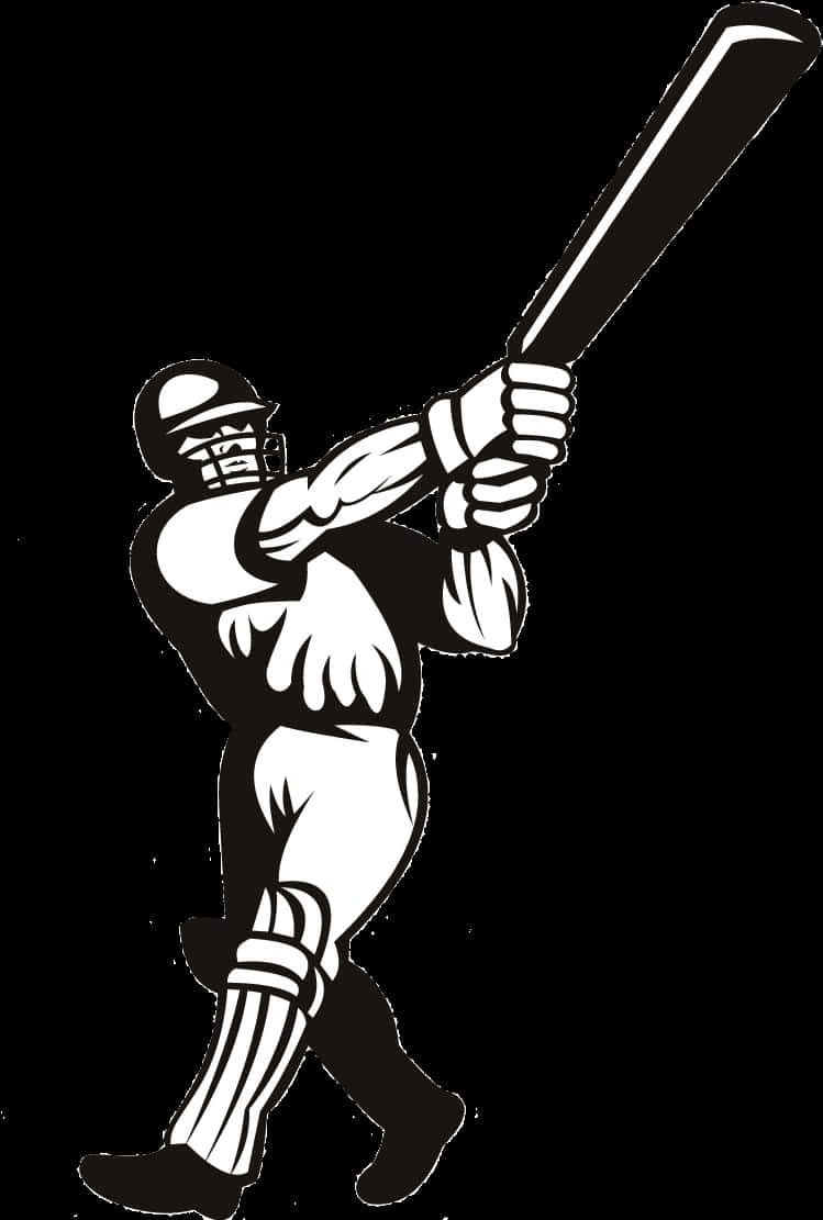 Cricket Batsman Action Silhouette