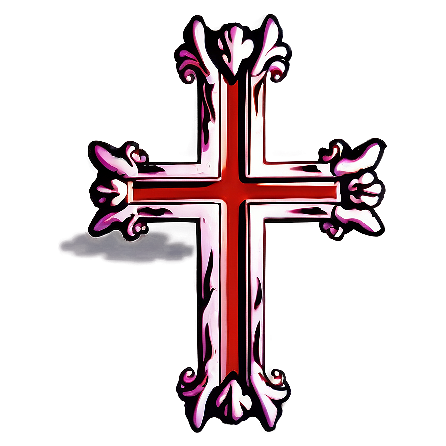 Cross Outline With Heart Png Hsd