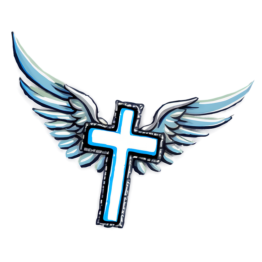 Cross Outline With Wings Png Jjc95