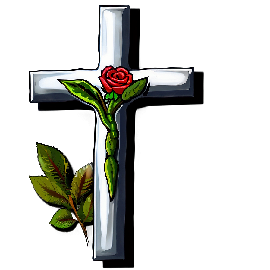 Cross With Roses Png 06292024