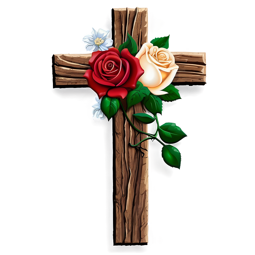 Cross With Roses Png Jxv