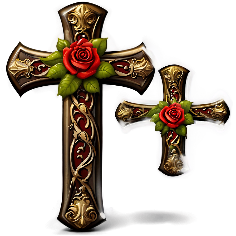 Cross With Roses Png Mnt29