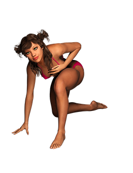 Crouching_ Female_ Character_ Render