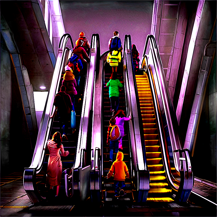 Crowded Escalator Scene Png 06242024