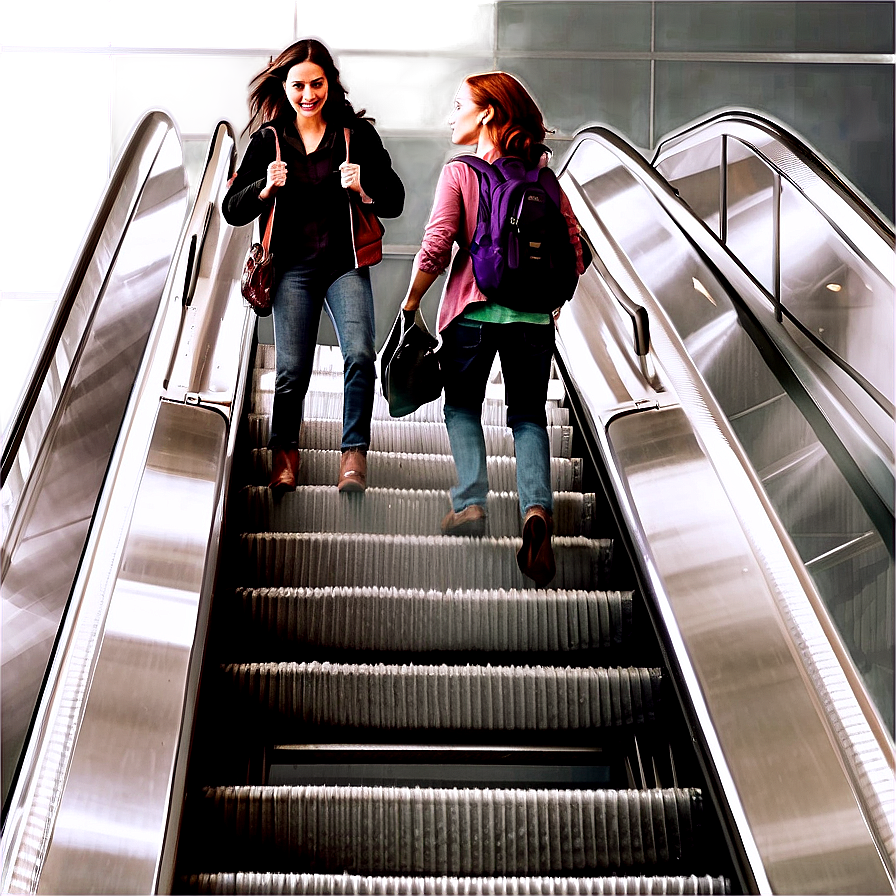 Crowded Escalator Scene Png 06242024