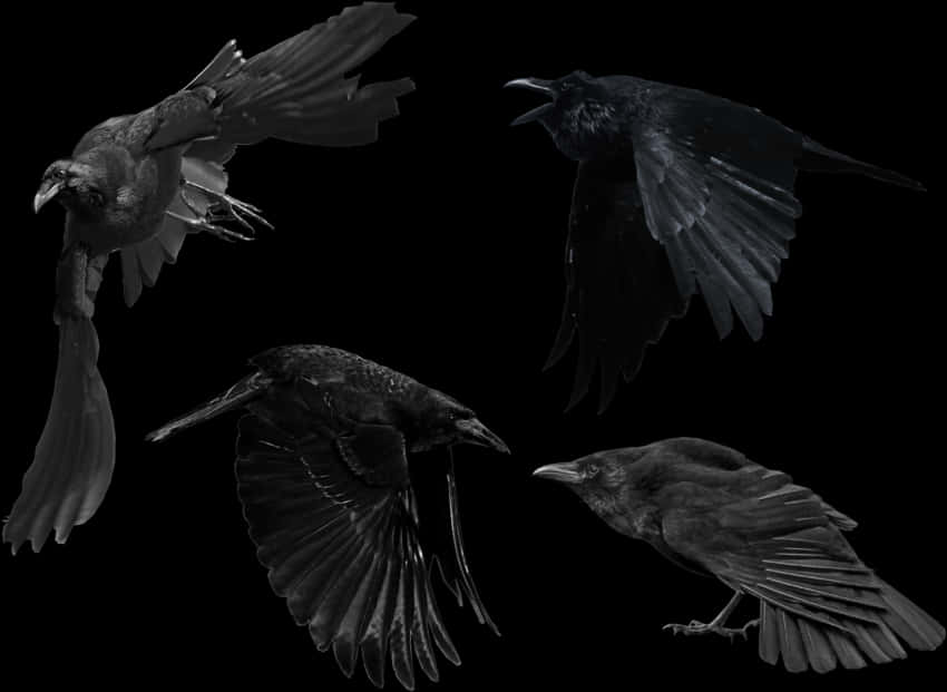 Crowsin Flight Black Background