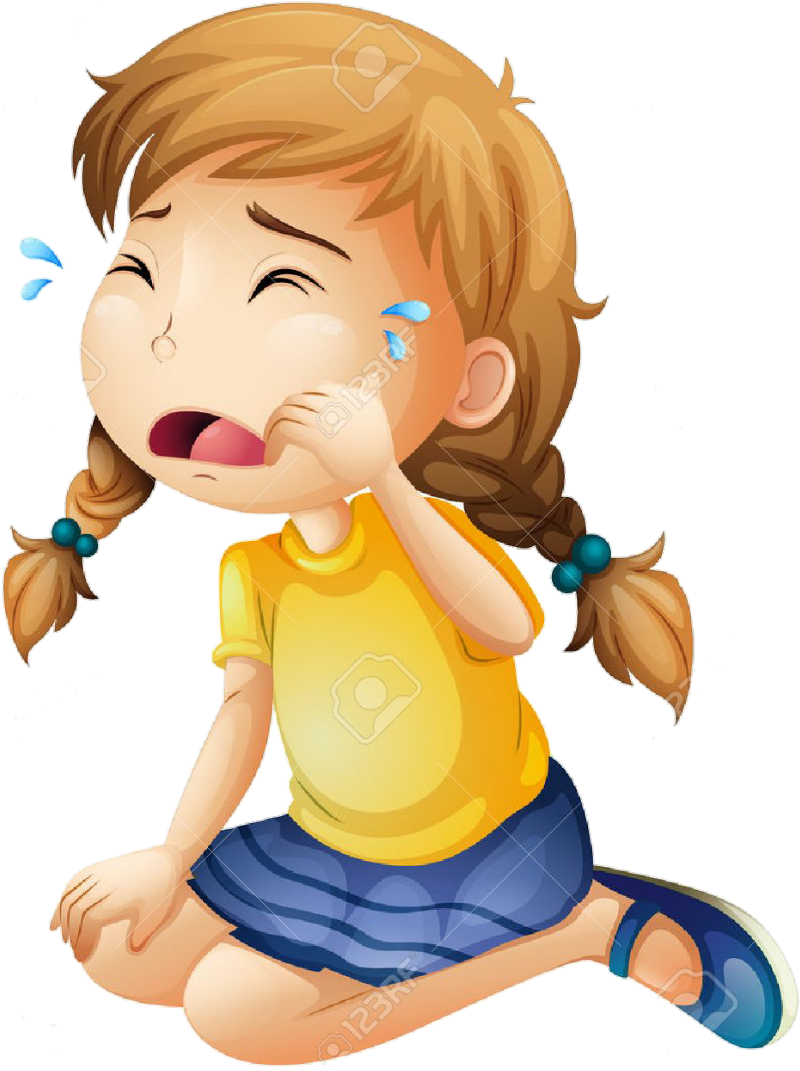 Crying Cartoon Girl Illustration