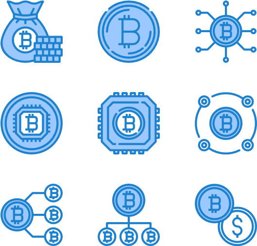 Cryptocurrency Concept Icons Set