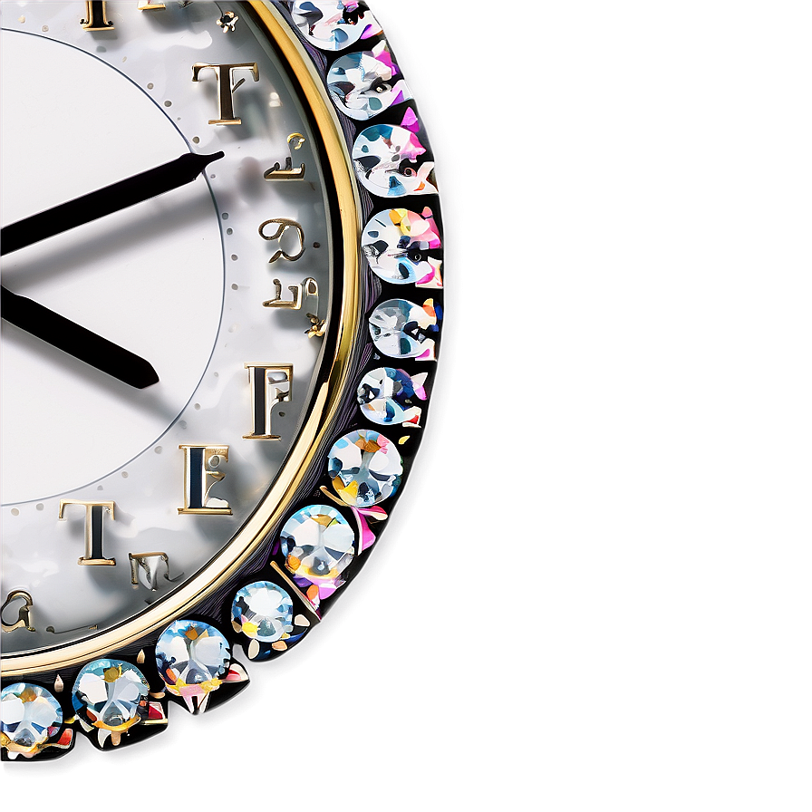 Crystal Embellished Clock Png 10