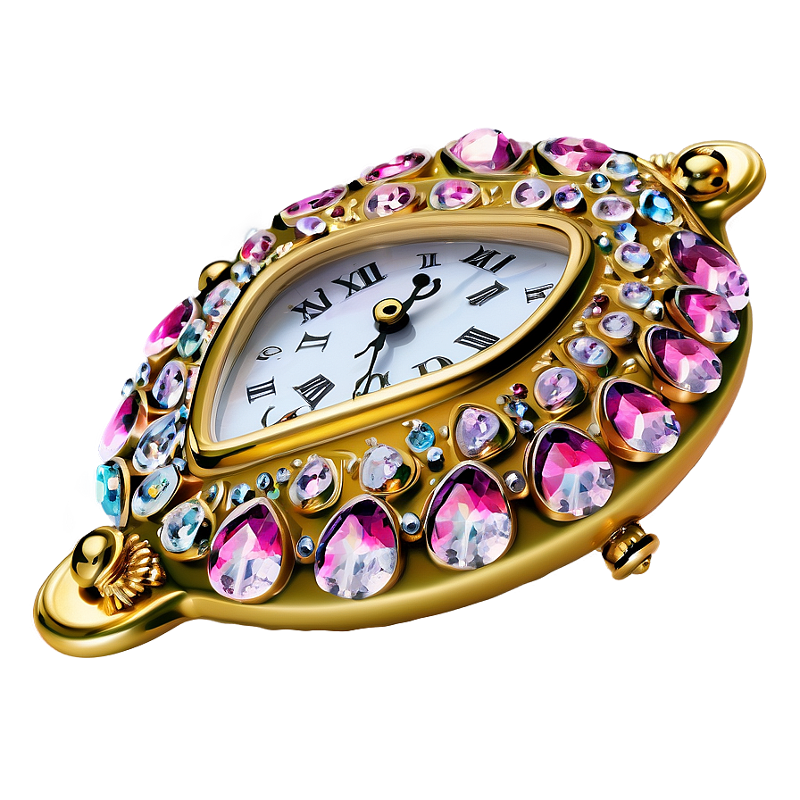 Crystal Embellished Clock Png 66