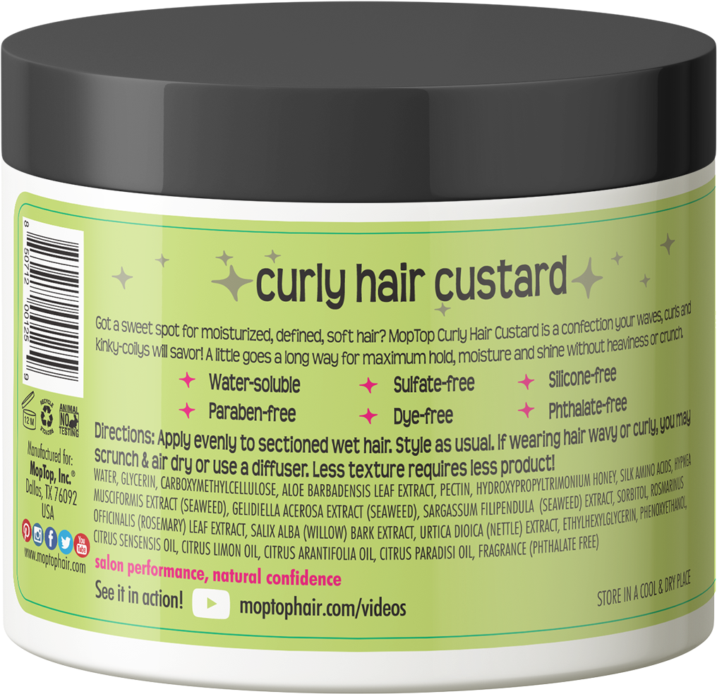 Curly Hair Custard Product Label