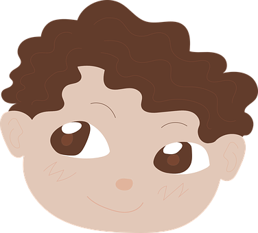 Curly Haired Cartoon Child Face