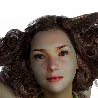 Curly Haired3 D Girl Portrait