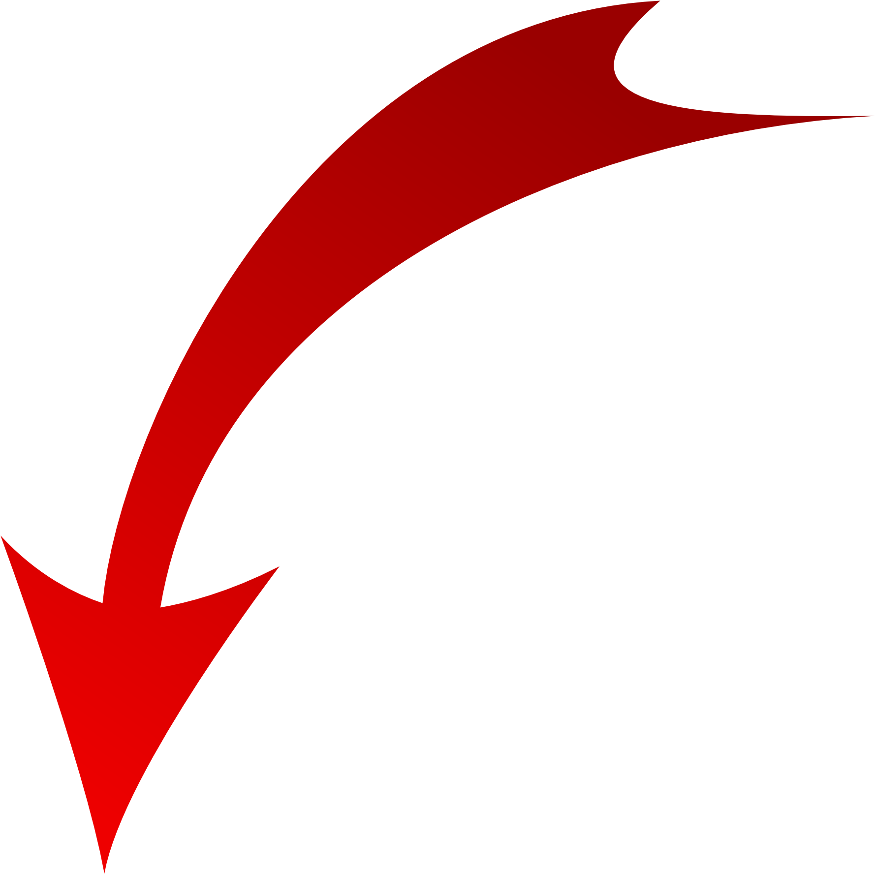 Curved Red Arrow Pointing Downward