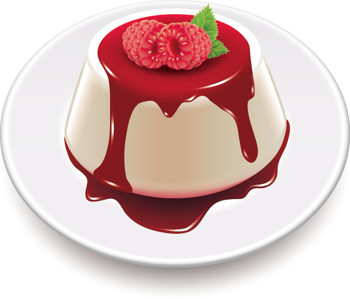 Custard Dessertwith Raspberry Sauce