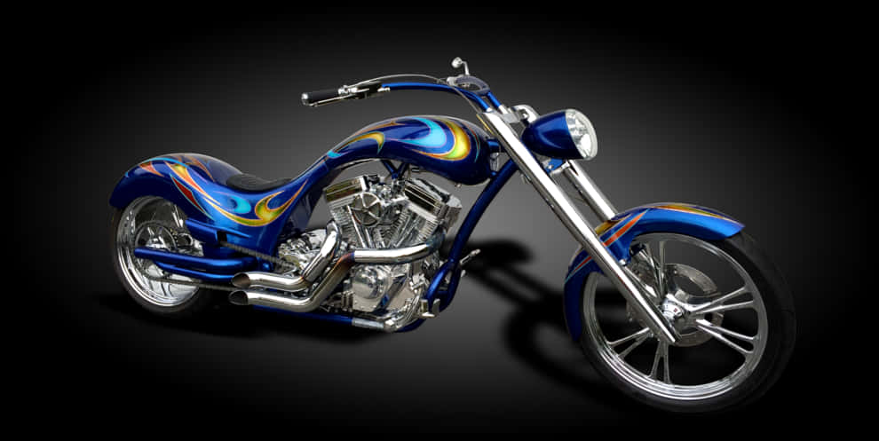 Custom Blue Flame Motorcycle