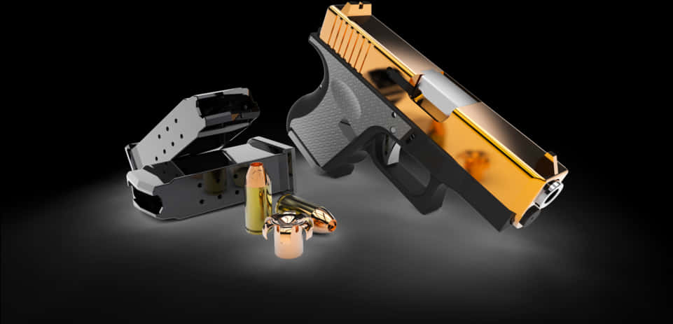 Custom Gold Black Glock Pistol