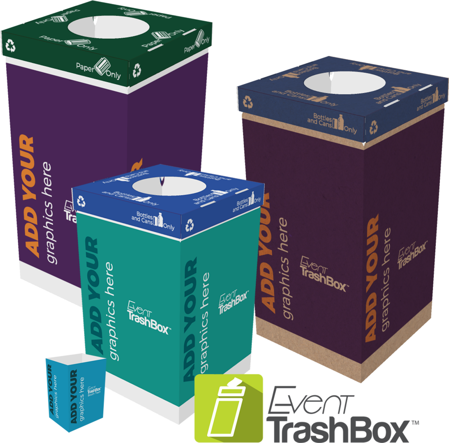 Customizable Recycling Bins Graphic Design