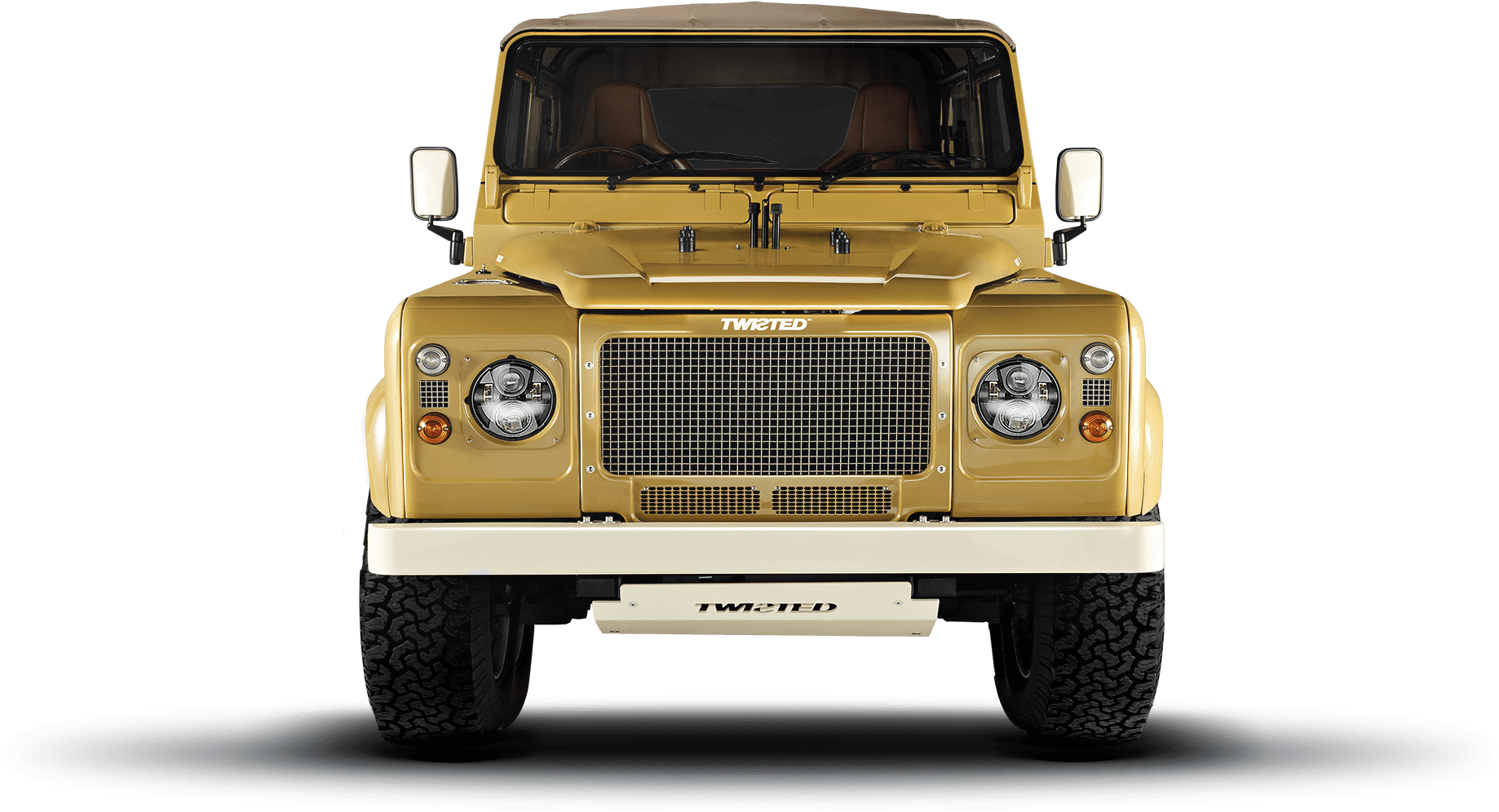 Customized Yellow Land Rover Front View