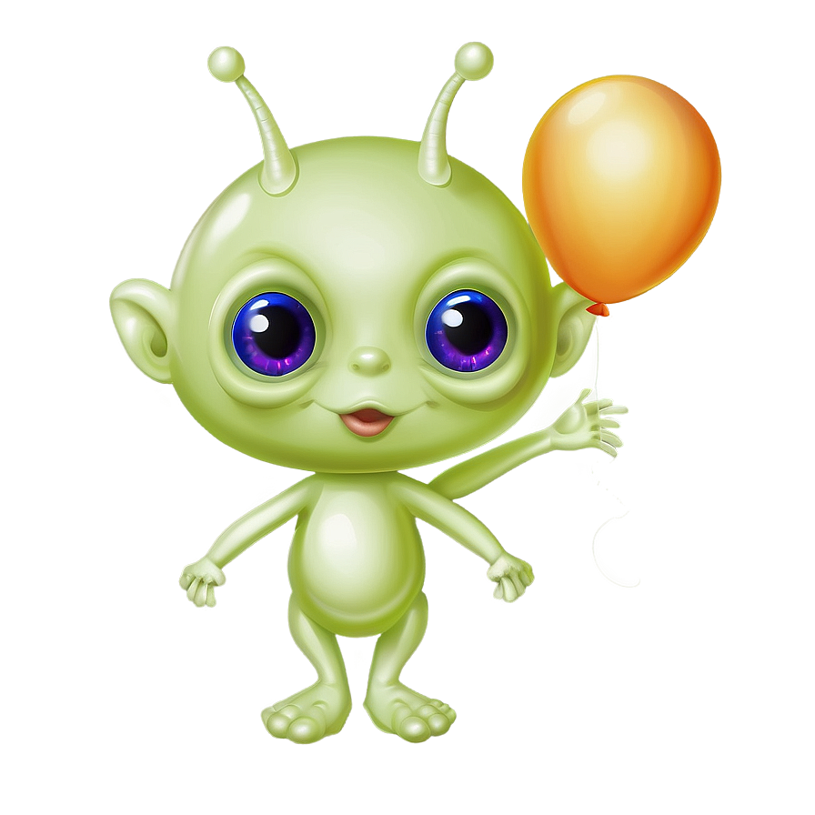 Cute Alien With Balloon Png 72