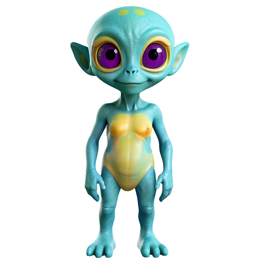 Cute Alien With Flowers Png And