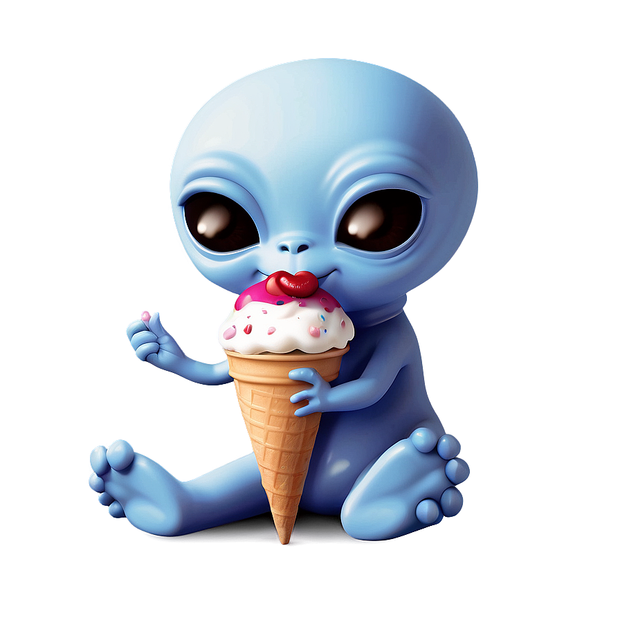 Cute Alien With Ice Cream Png 91