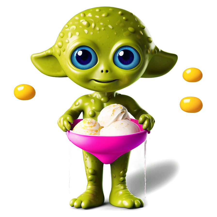 Cute Alien With Ice Cream Png Sha