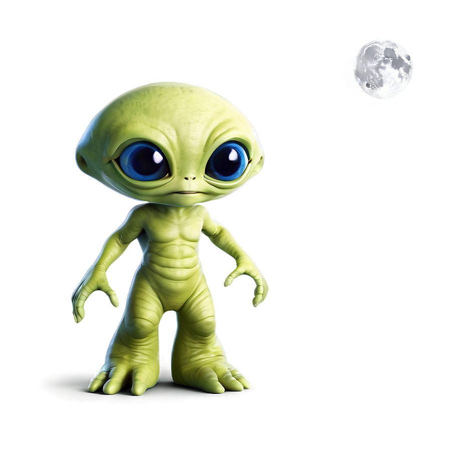 Cute Alien With Moon Png Iot