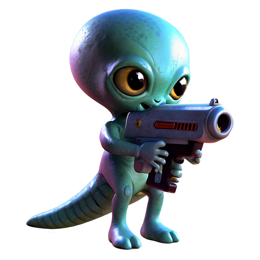 Cute Alien With Ray Gun Png 29