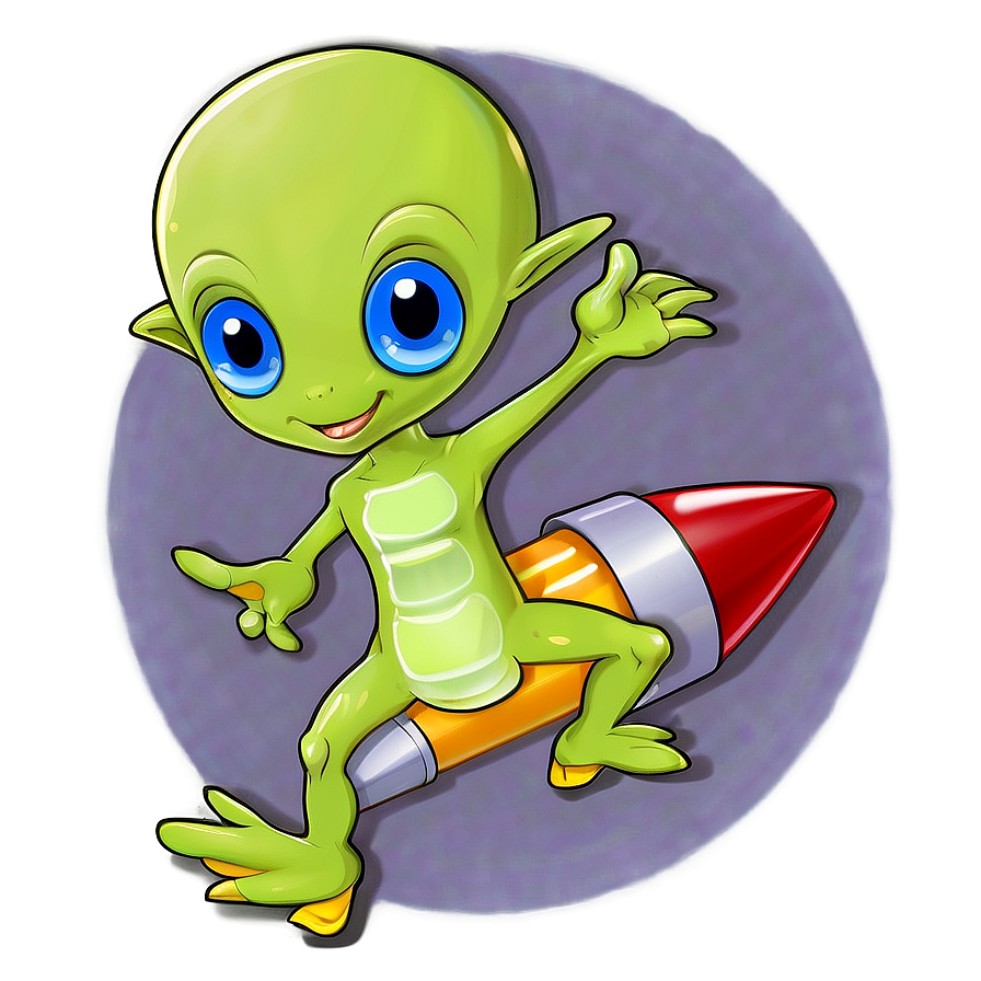 Cute Alien With Rocket Png Phq38