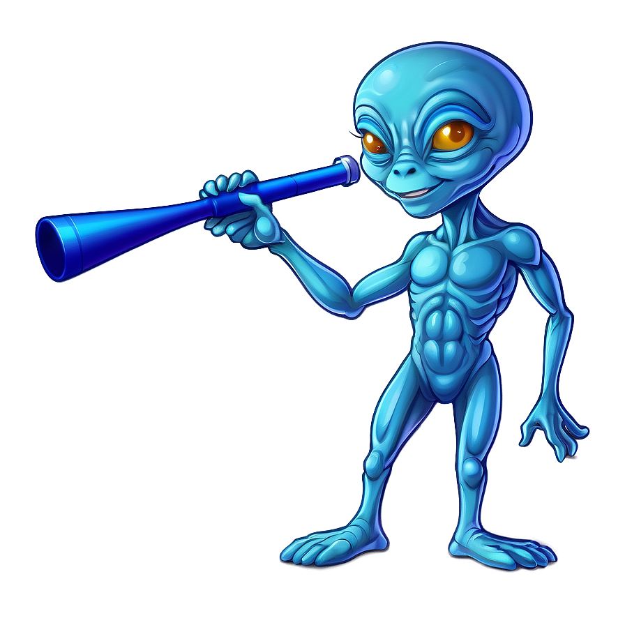 Cute Alien With Telescope Png Idu77