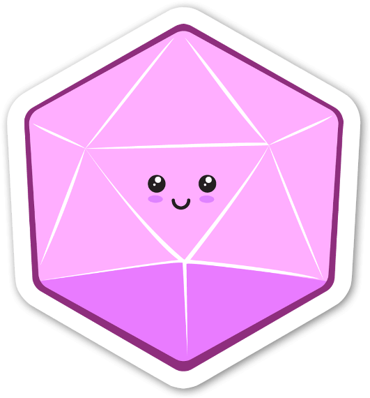 Cute Anthropomorphic D20 Dice Sticker