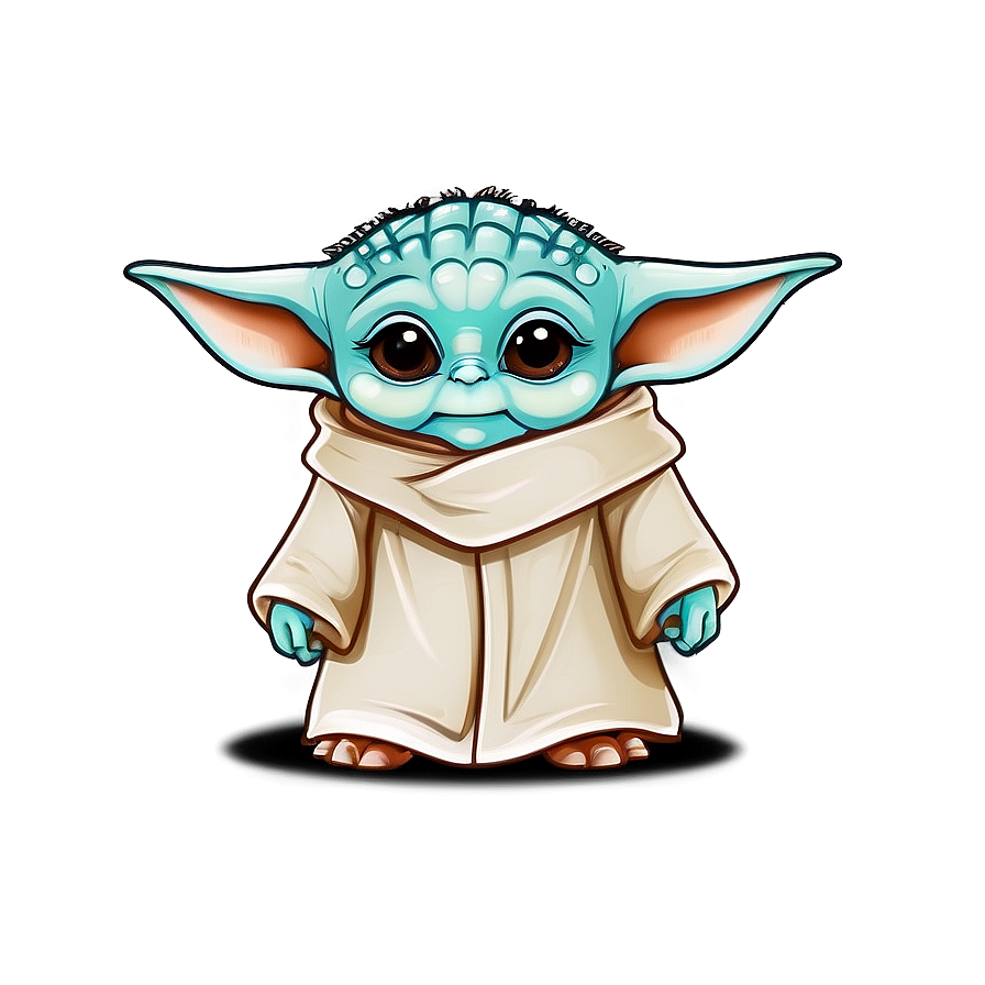 Cute Baby Yoda Cartoon Art Png Gfg