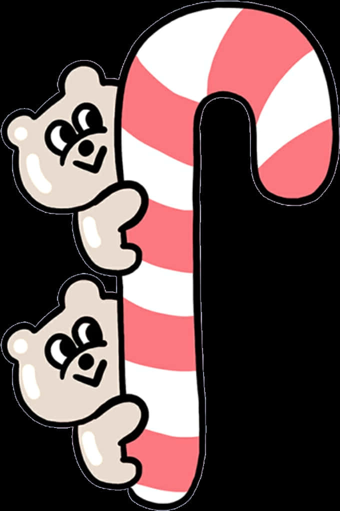 Cute Bears Candy Cane Cartoon